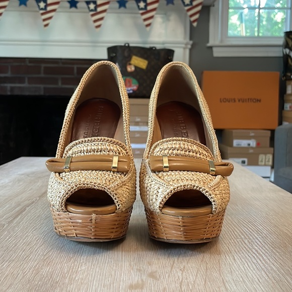 ☀️LAST CHANCE☀️Burberry Porsum Woven Raffia Heels - 38 - Picture 3 of 11